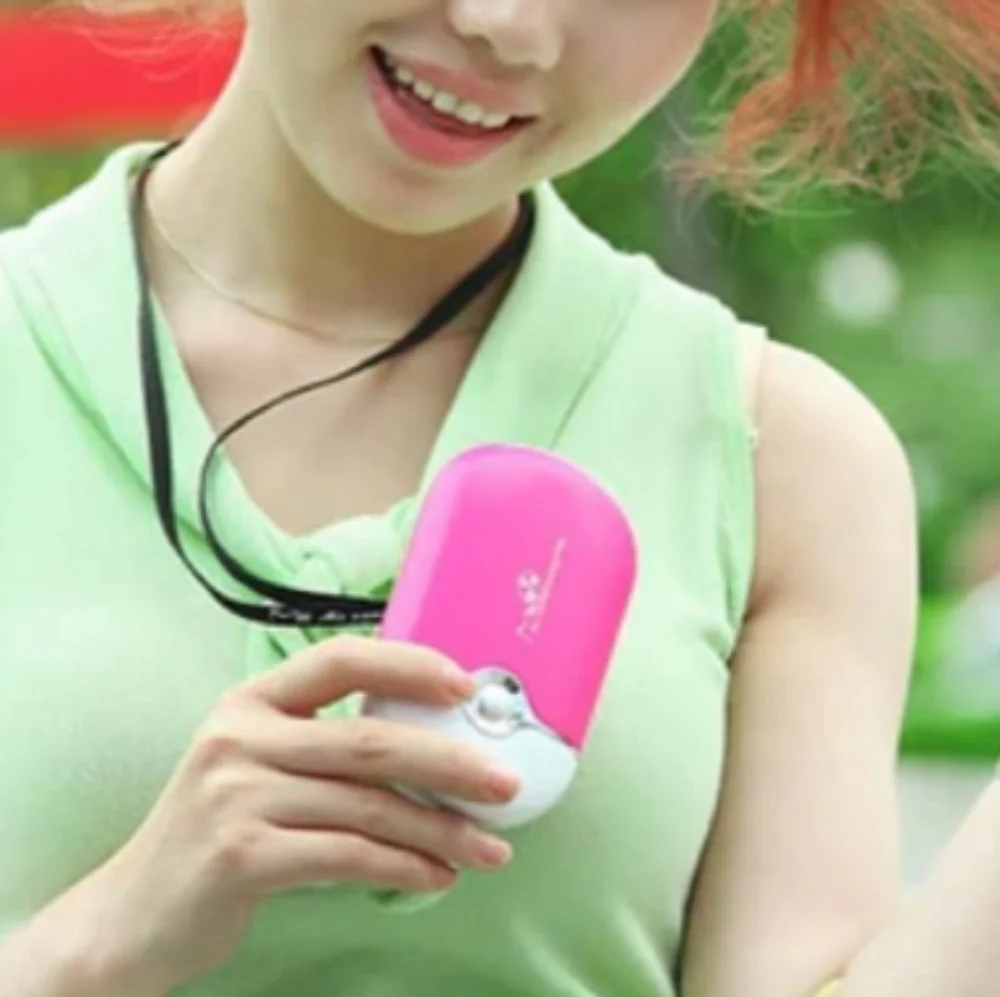 Portable Pink Air Conditioning Fan Micro USB Cable/Lanyard